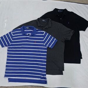 Men's Lot of 3 Ralph Lauren Polo Shirts Size Large Classic Solid & Striped Tops